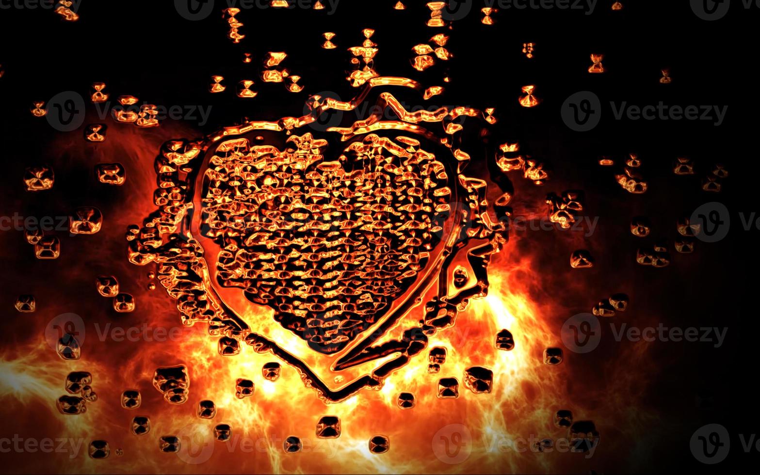 ilustración digital corazón en llamas foto
