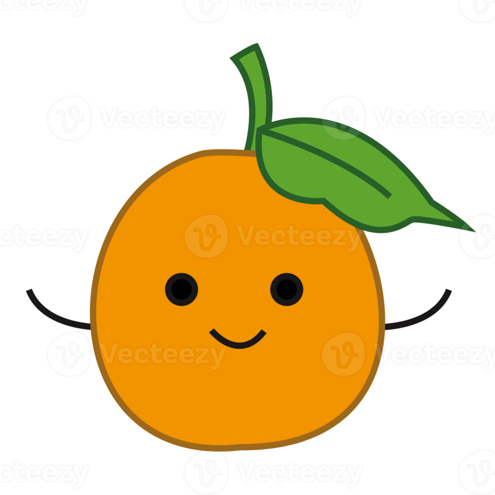 personaje de fruta naranja png