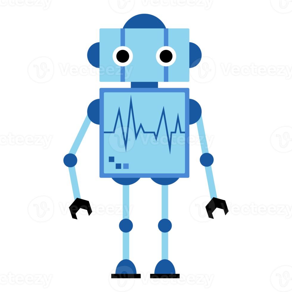 cute robot in hand drawn illustration design png