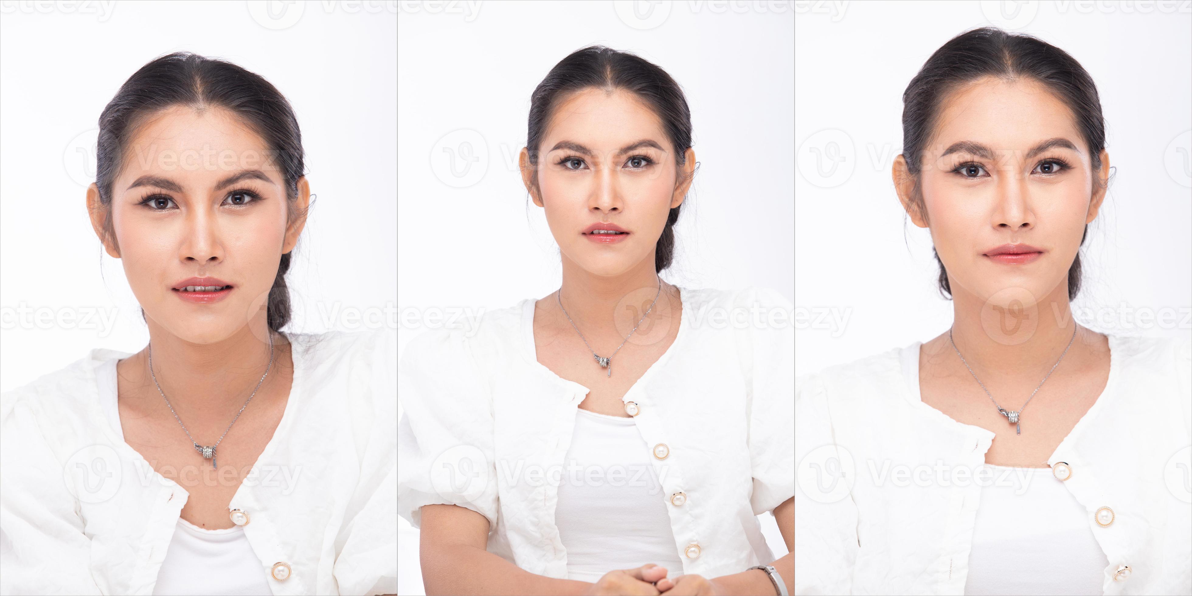 Half body Face of Asian Arab Indian tanned skin woman shows beautiful