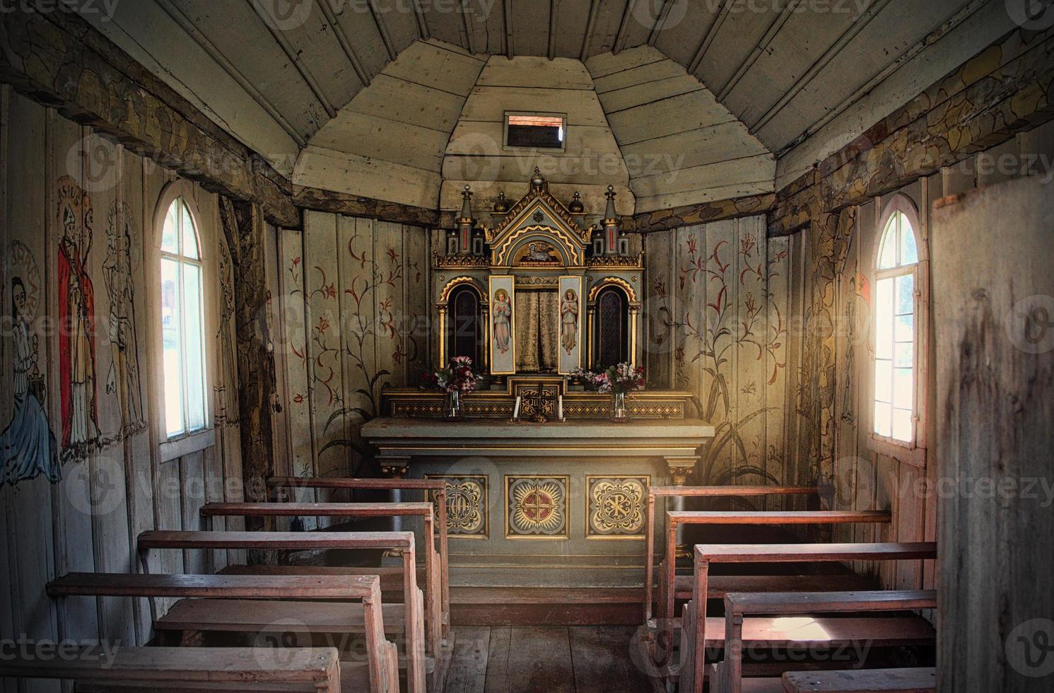 Inside of an old, bavarian chapel photo