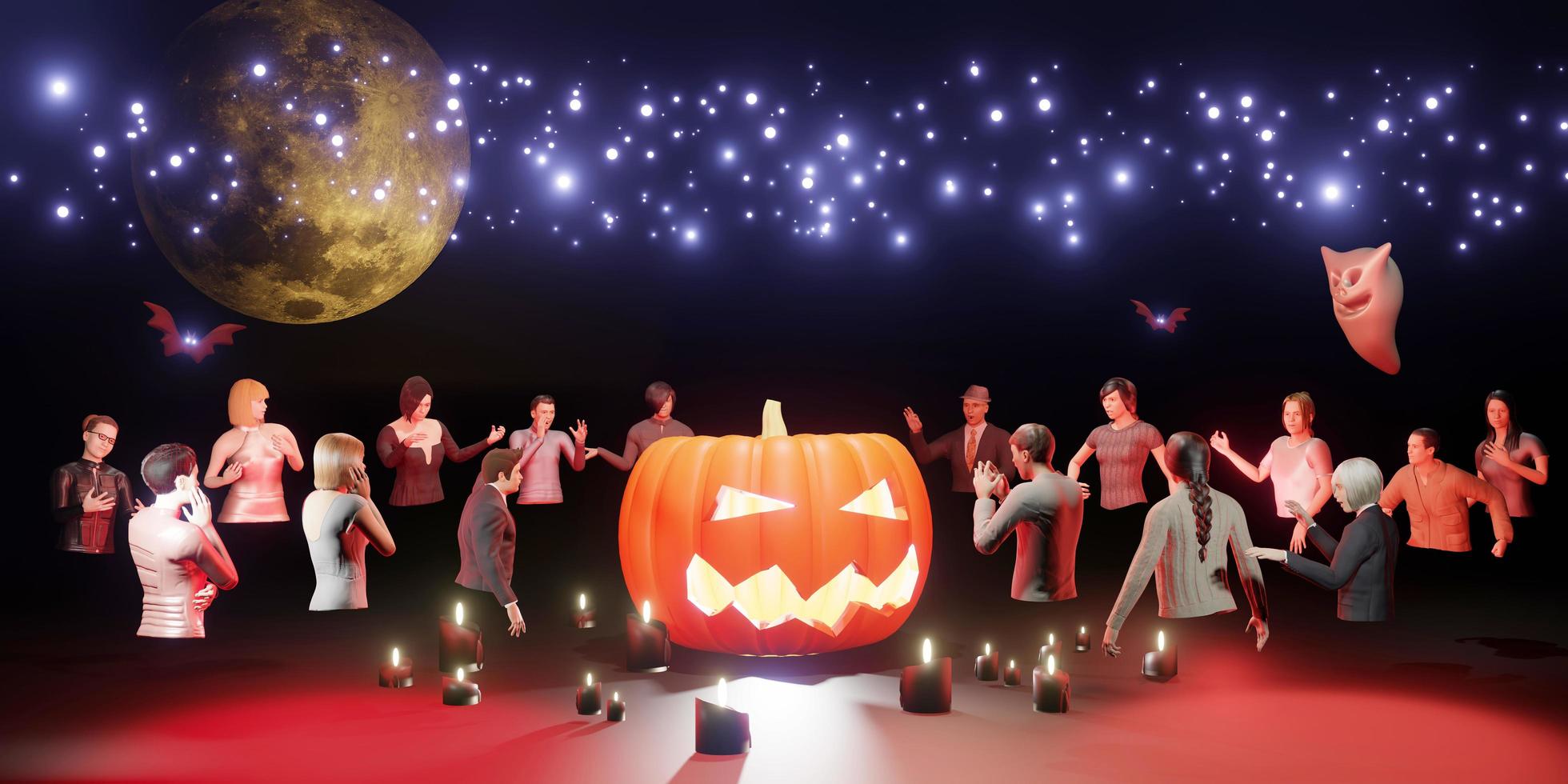 Metaverse Avatars Halloween Party Social Networks People Events Social Connect Metaverse 3D Illustrations photo
