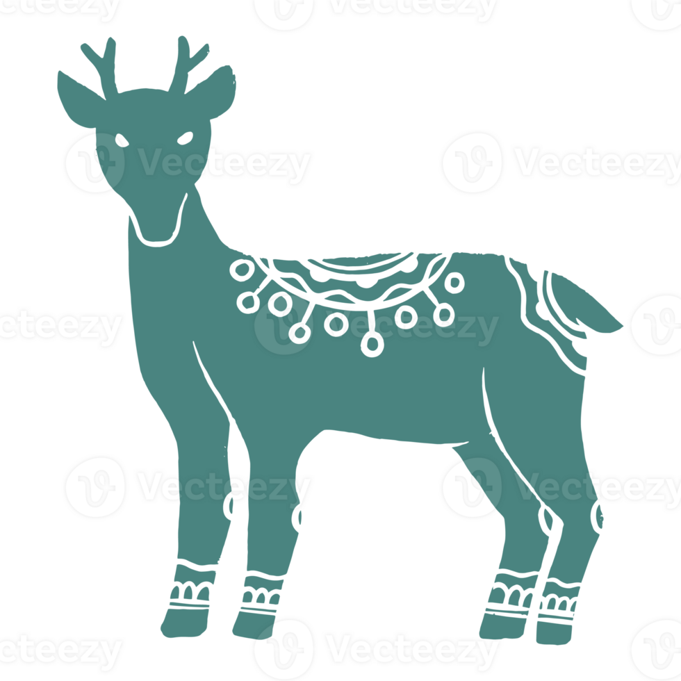 illustration of deer in Scandinavian hand drawn style design png