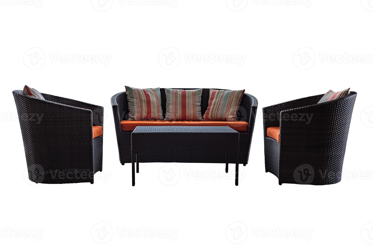 Set of rattan furniture. photo