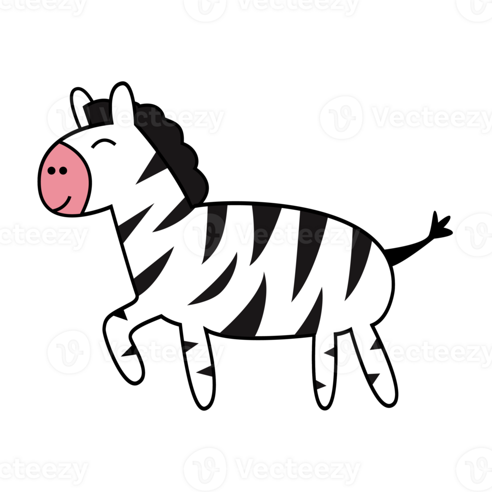 zebra in cute animal character illustration design png