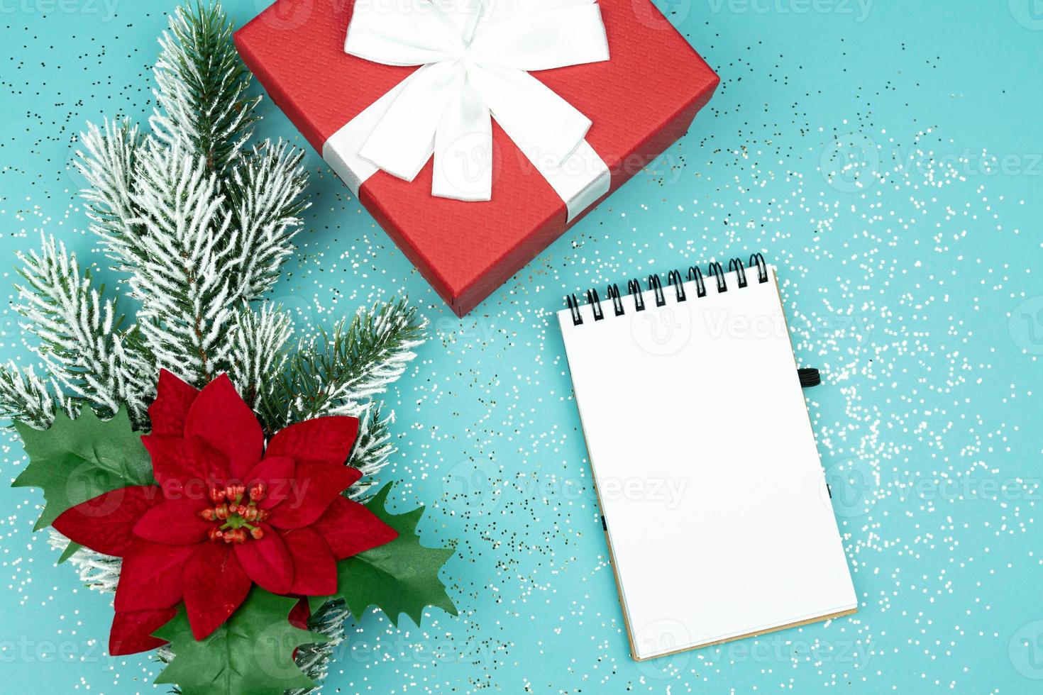 Notepad with handwrittrn 2021 goals for new year. Resolutions list. photo