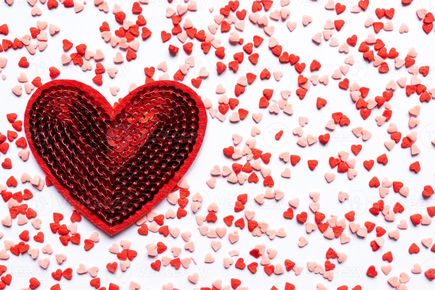 sprinkles background, sugar sprinkle red hearts, decoration for cake