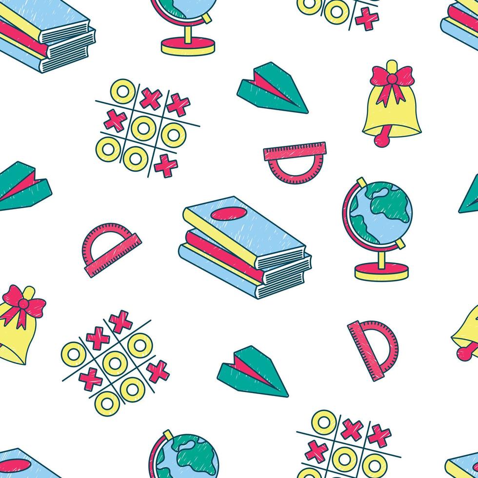 Seamless pattern with school supplies isolated on a white background. Wallpaper back to school vector