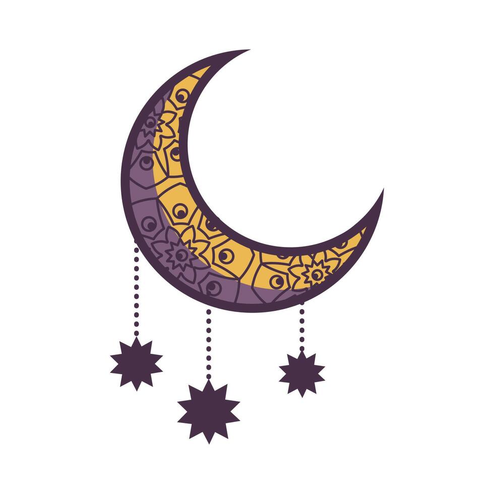 purple crescent moon vector