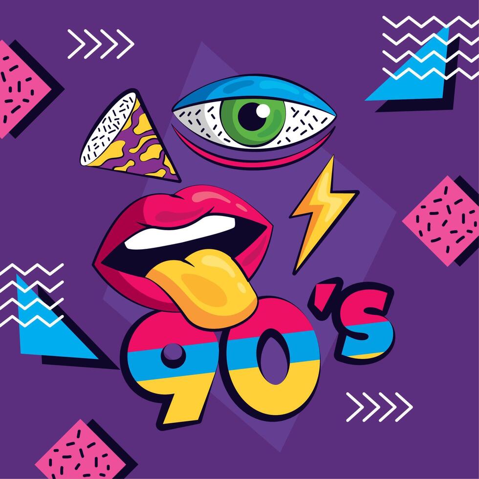 90s nostalgia memphis poster vector