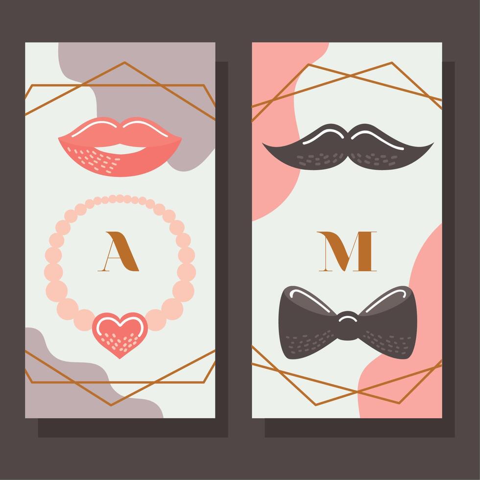 dos plantillas de tarjetas de boda vector