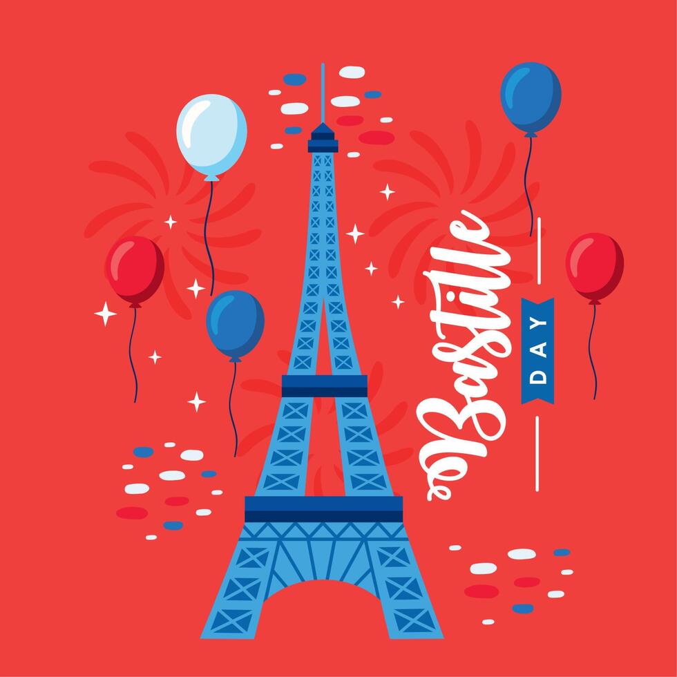 happy bastille day card vector