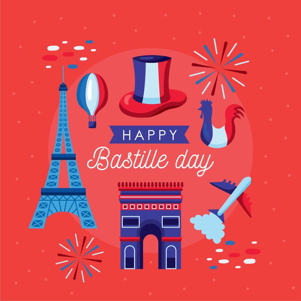 bastille day lettering pattern vector