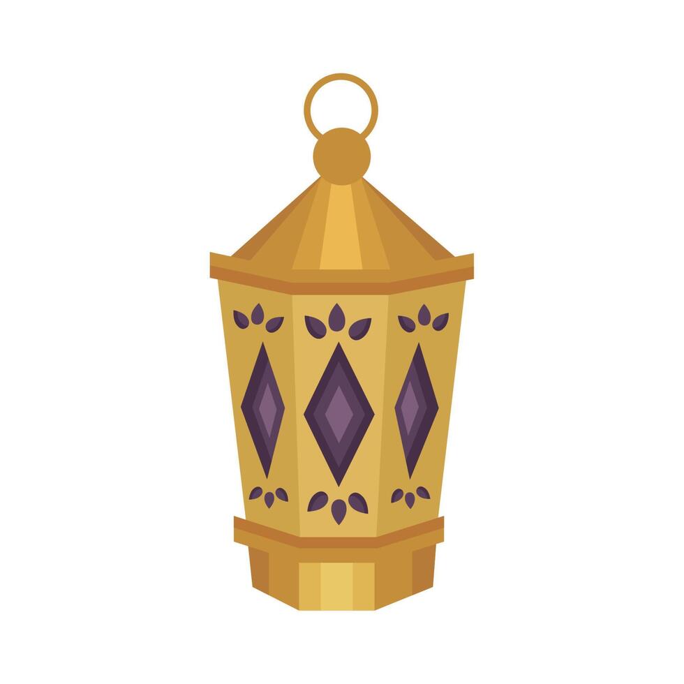 golden arabic lantern vector