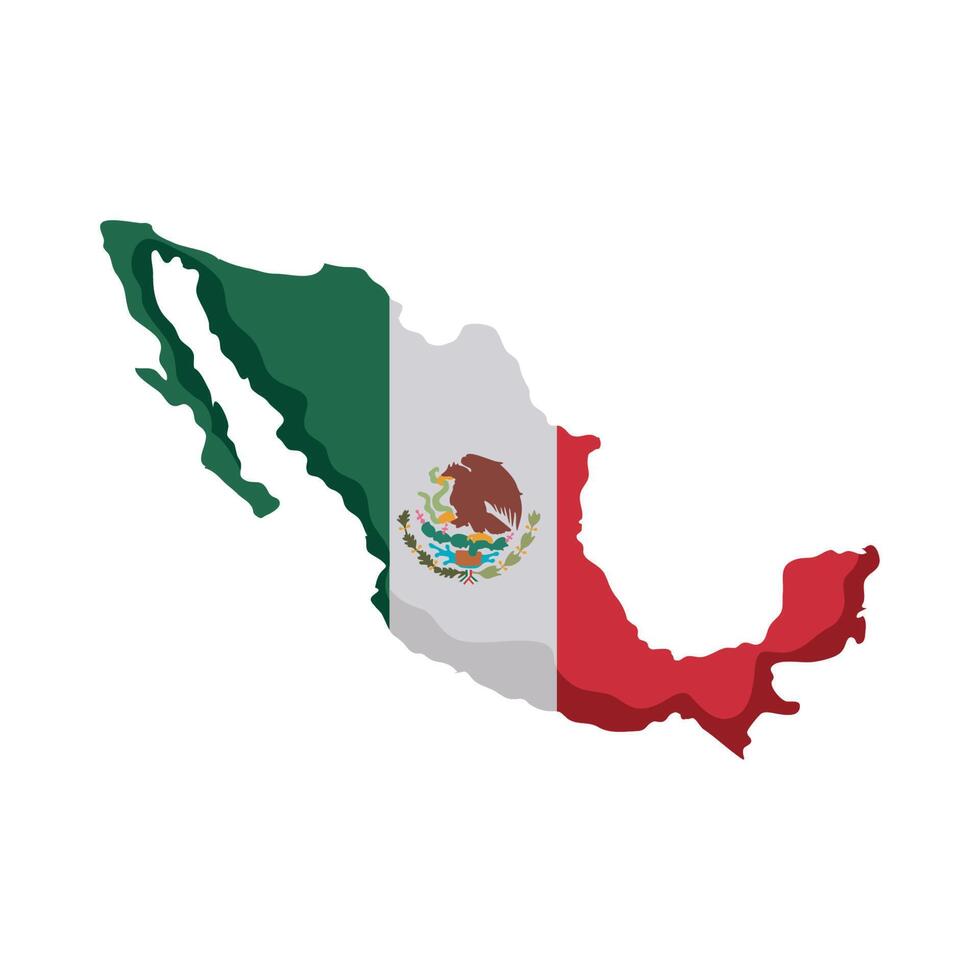 bandera mexicana en el mapa vector