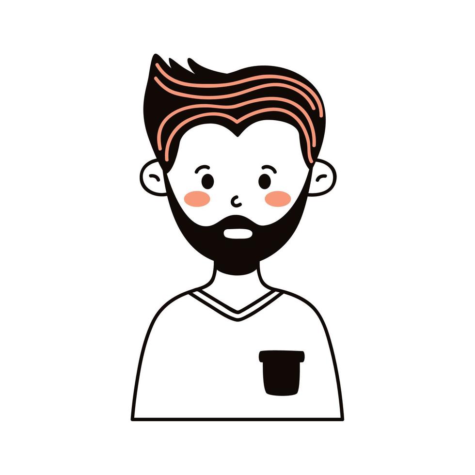 young man bearded character vector
