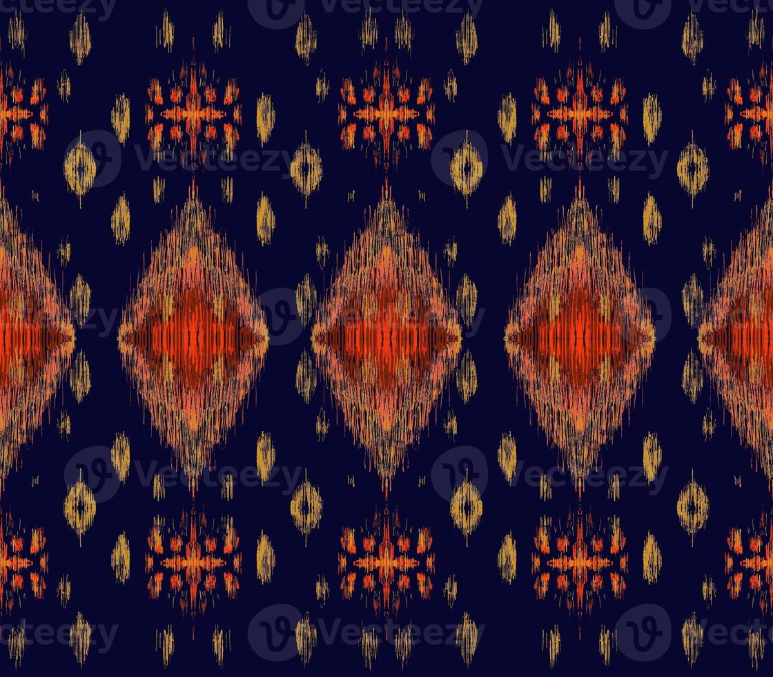 fabric ikat seamless pattern geometric ethnic traditional embroidery style.Design for background,carpet,mat,wallpaper,clothing,illustration. photo