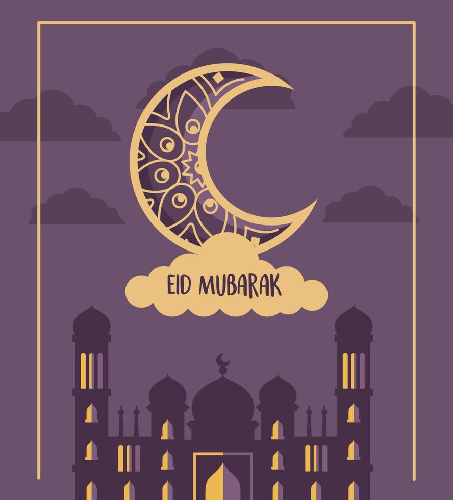 eid mubarak card vector