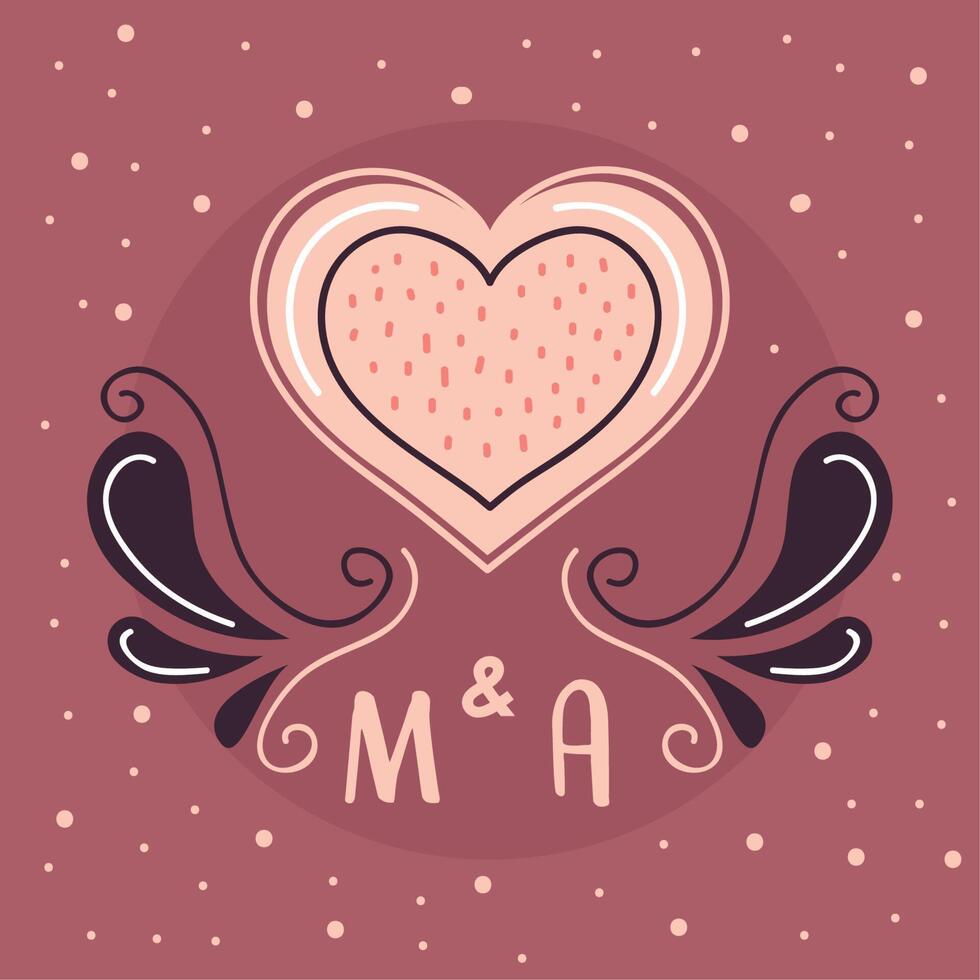 wedding postcard with initials vector