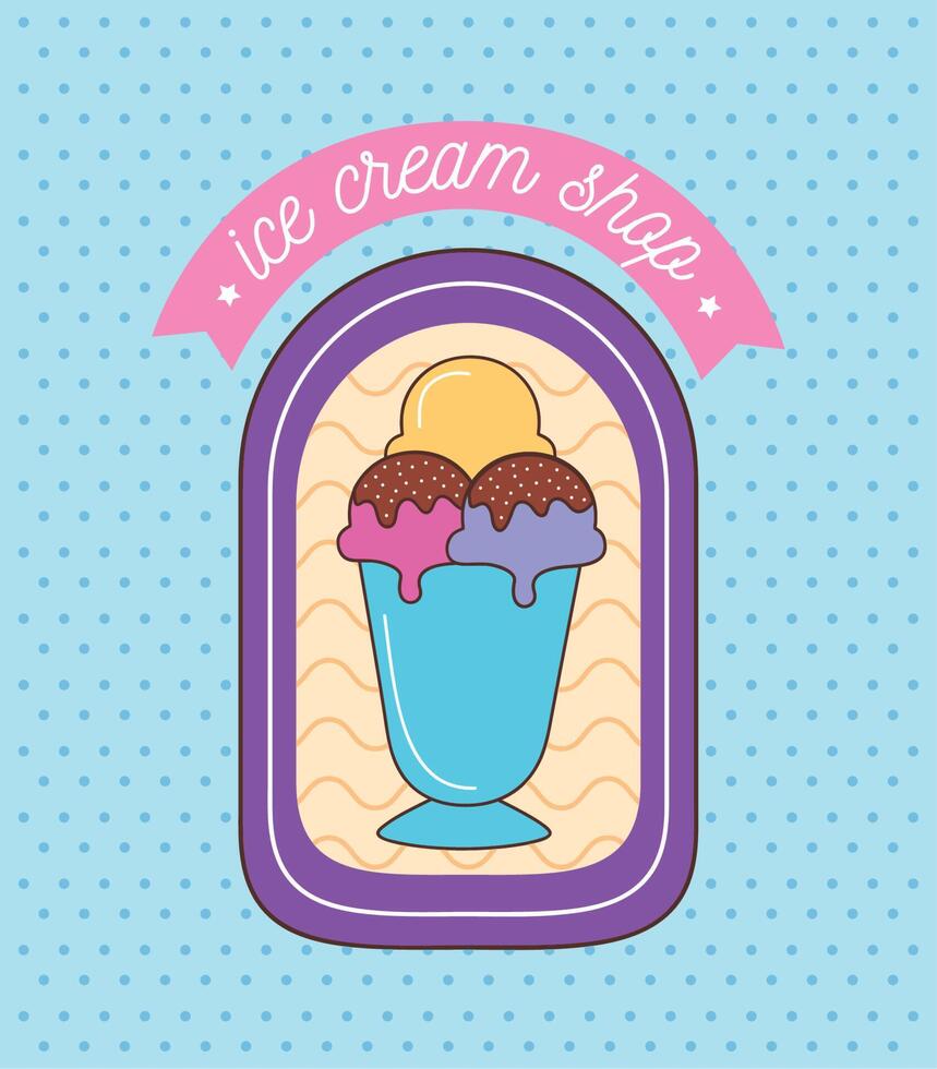 ice cream shop label vector