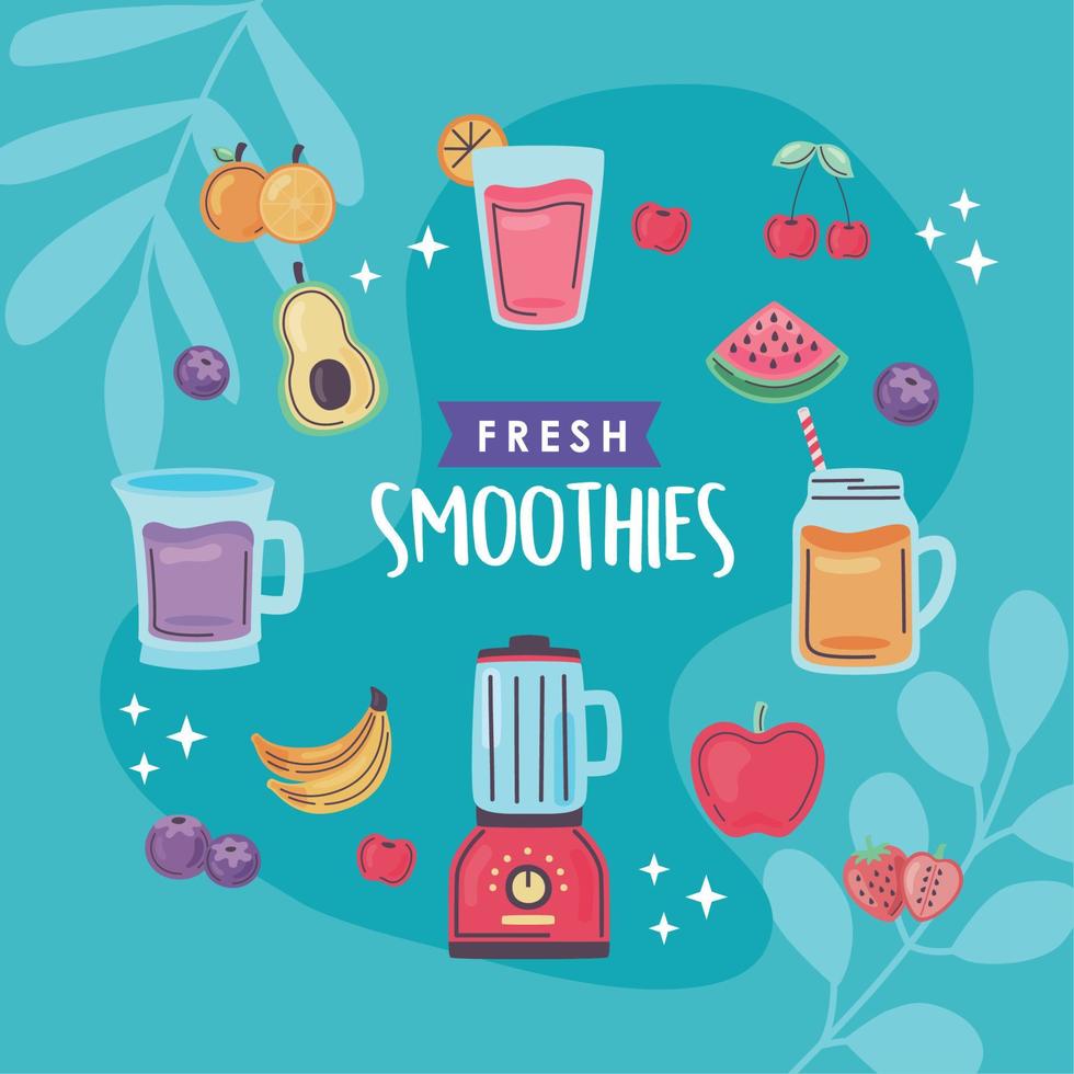 delicious smoothies lettering vector