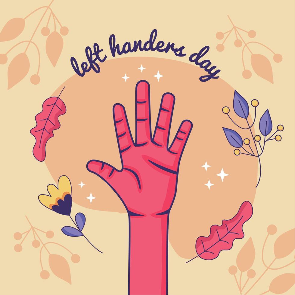 left handers day postcard vector