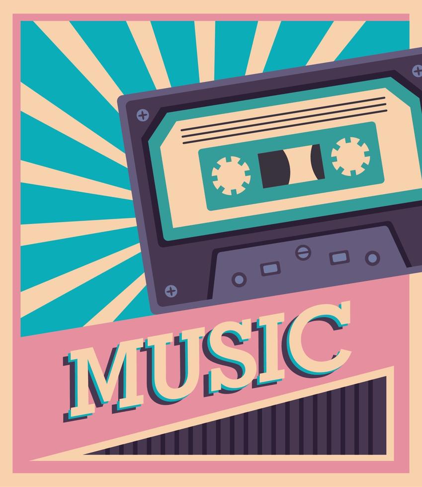 music cassette retro style vector