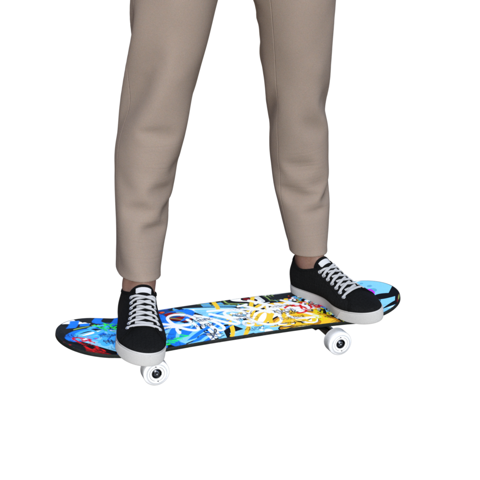 skateboard 3d posa modello illustrazione png