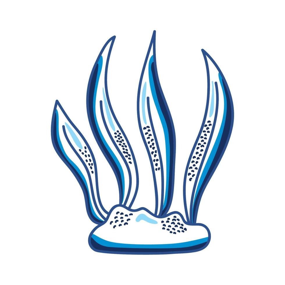 blue algaes sealife sketch vector