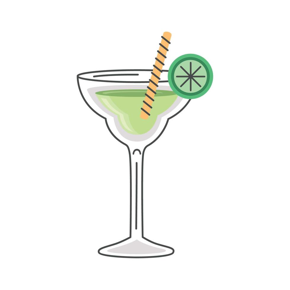 green cocktail in cup vector