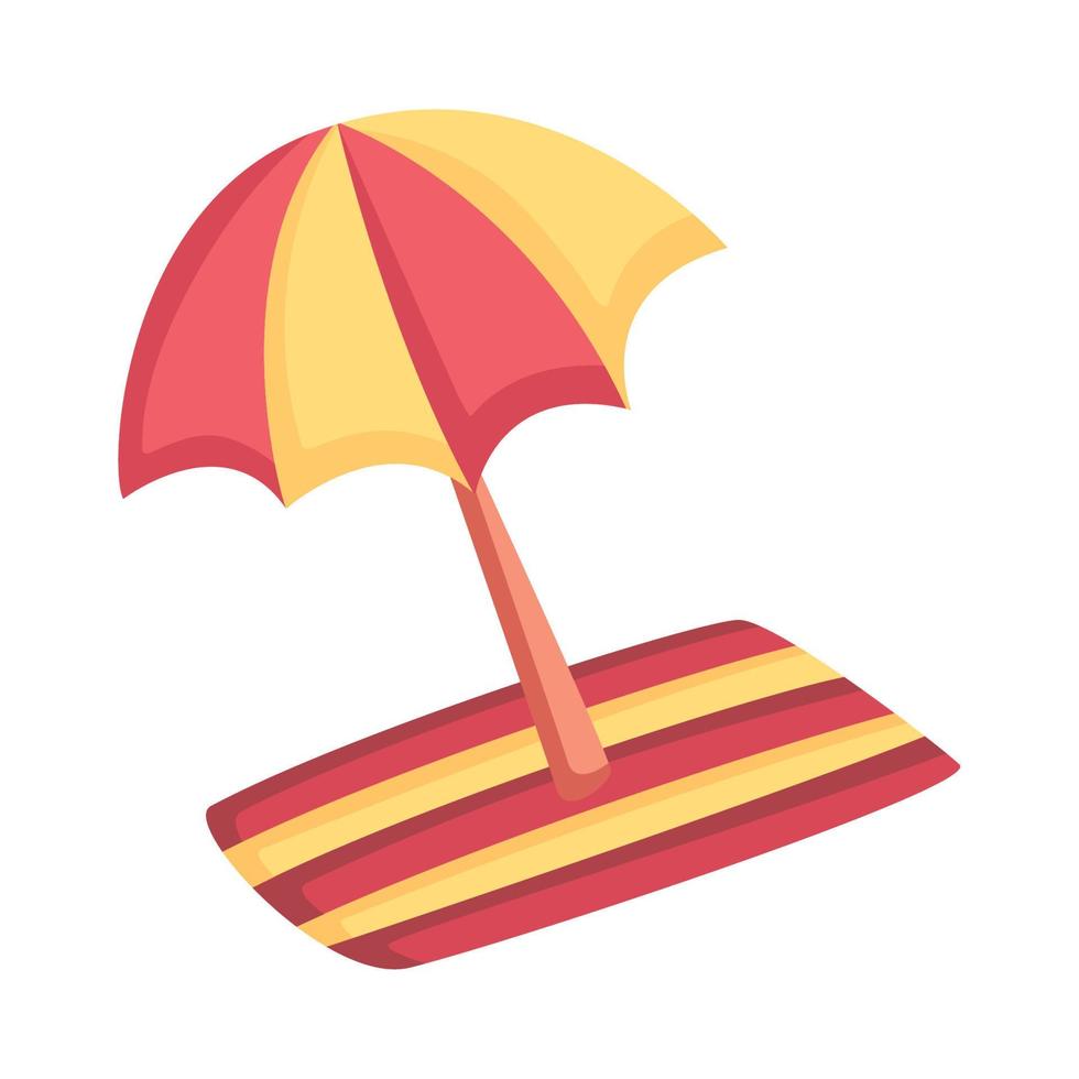 towel and umbrella beach vector