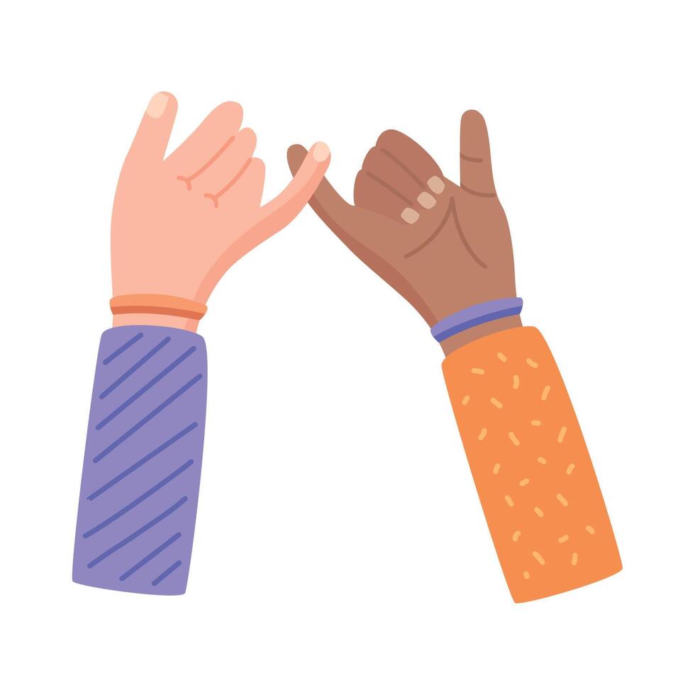 interracial hands making a promise vector