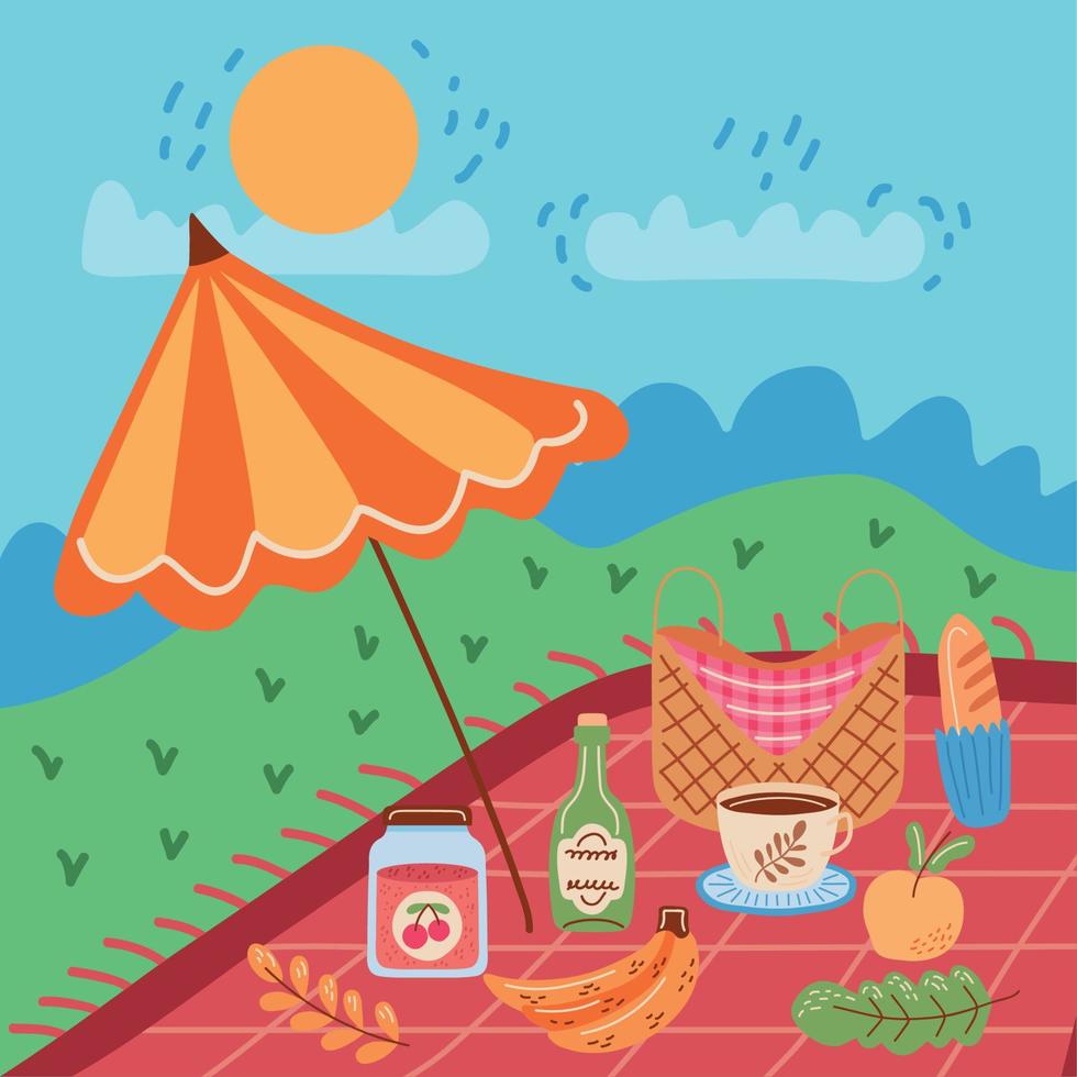 escena de la hora del picnic vector