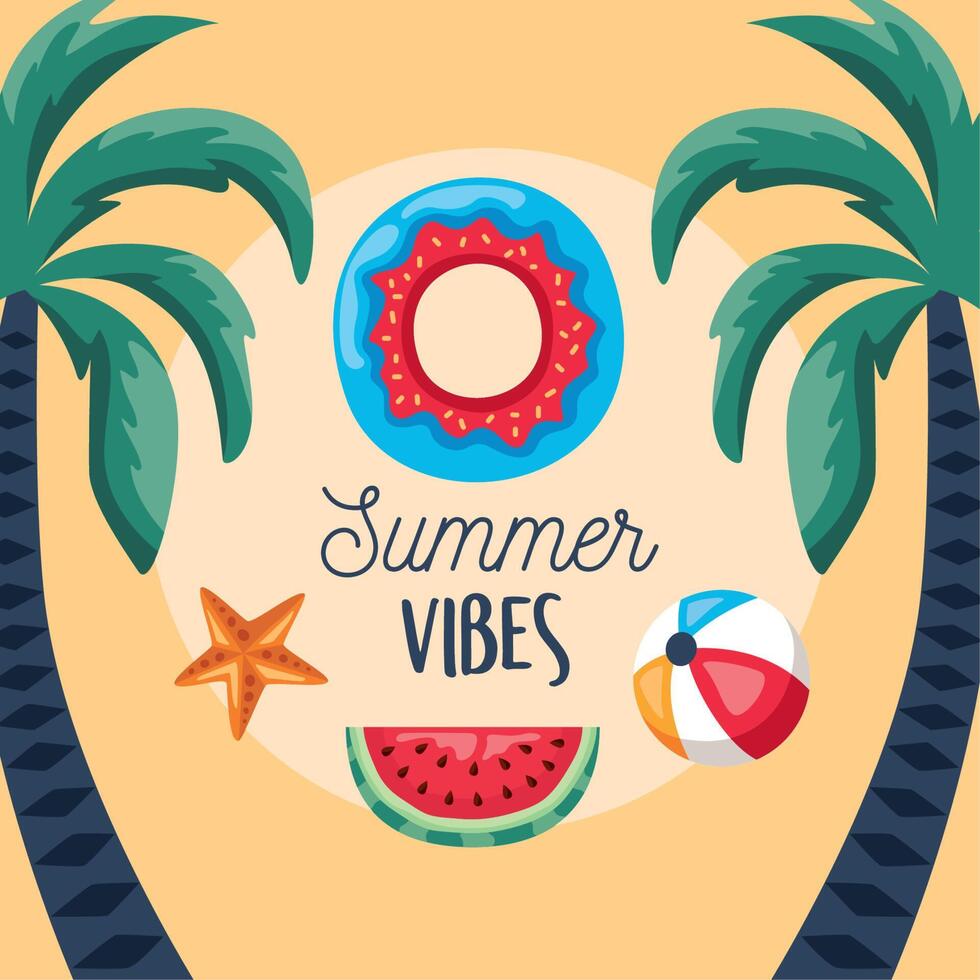 vibes summer lettering vector