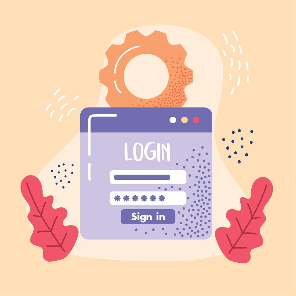 login template with gear vector