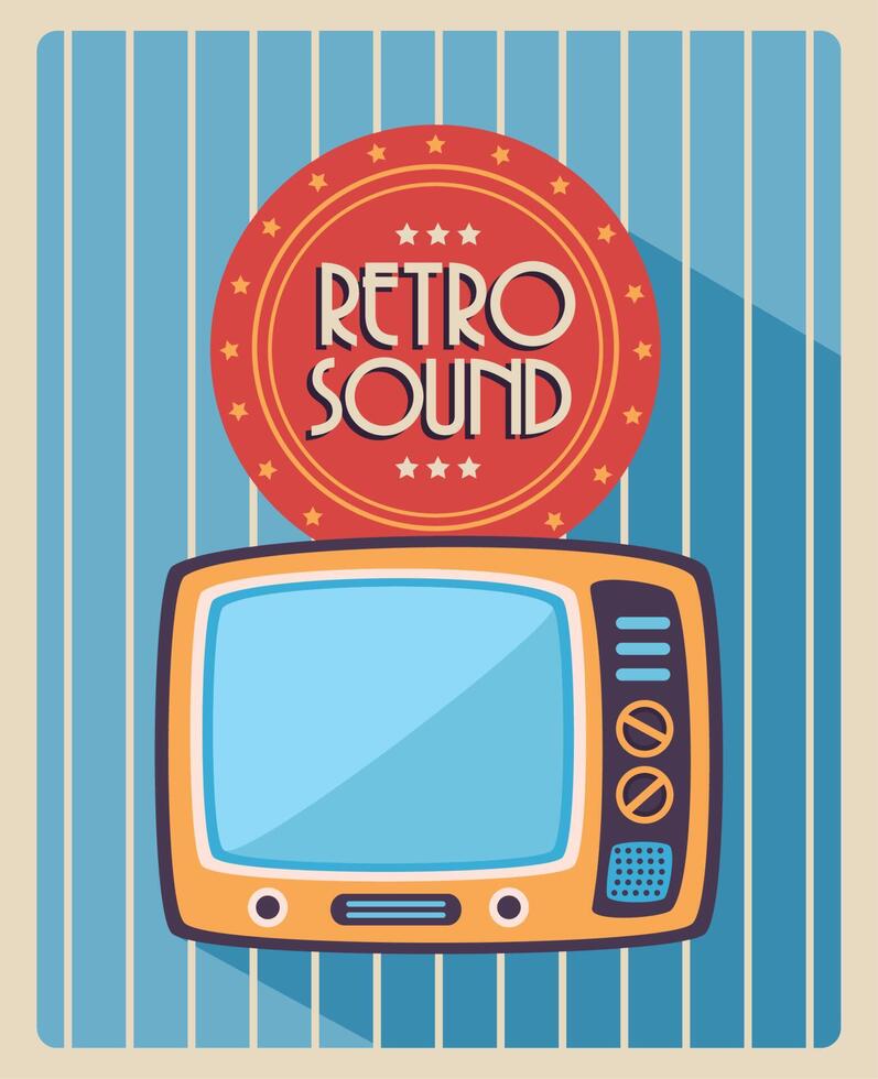 tv retro sound style template vector