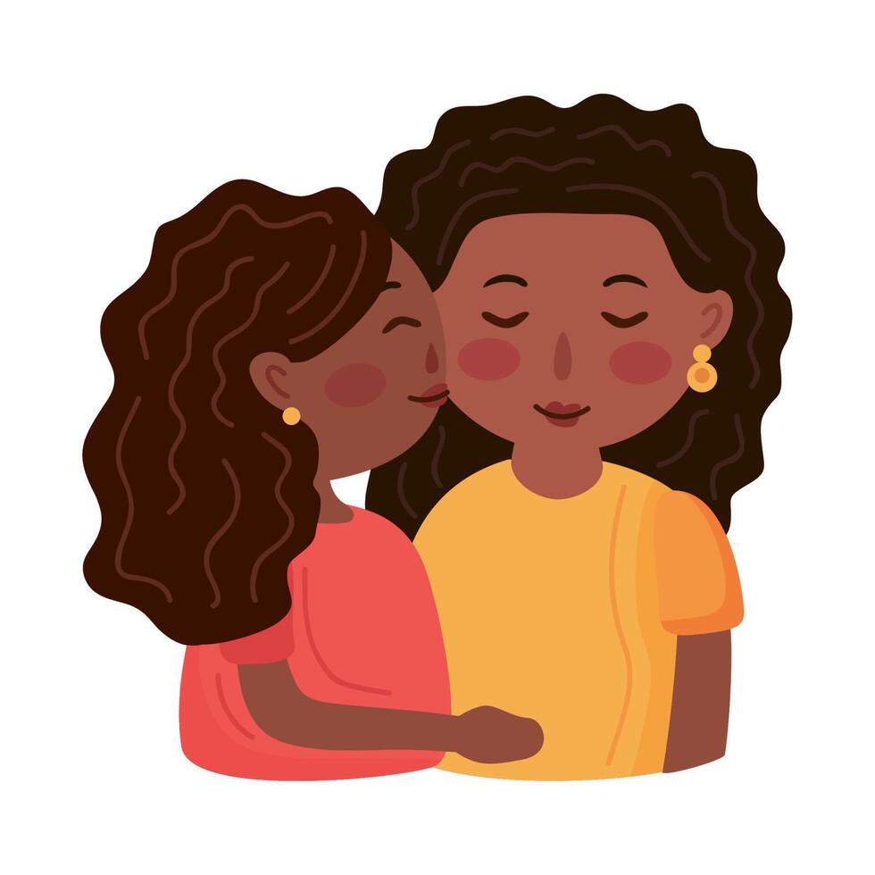 afro mother and daughter vector