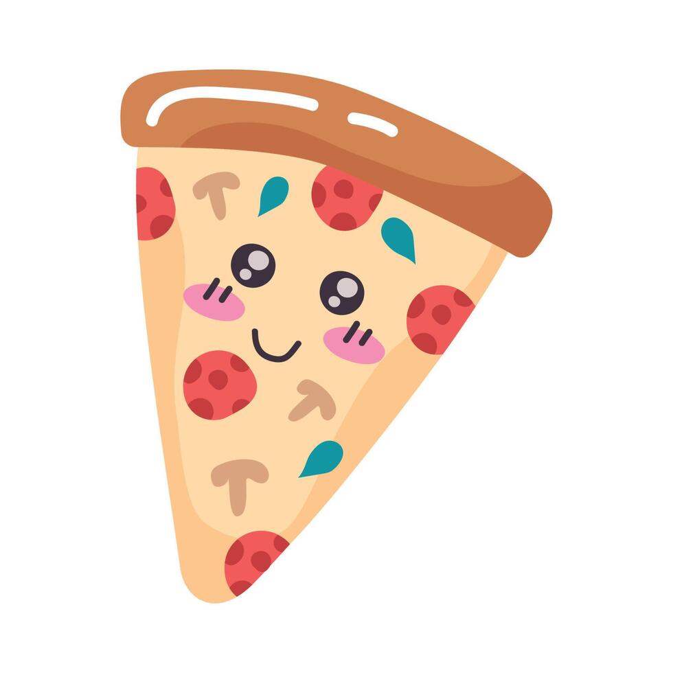 pizza delicious food kawaii vector