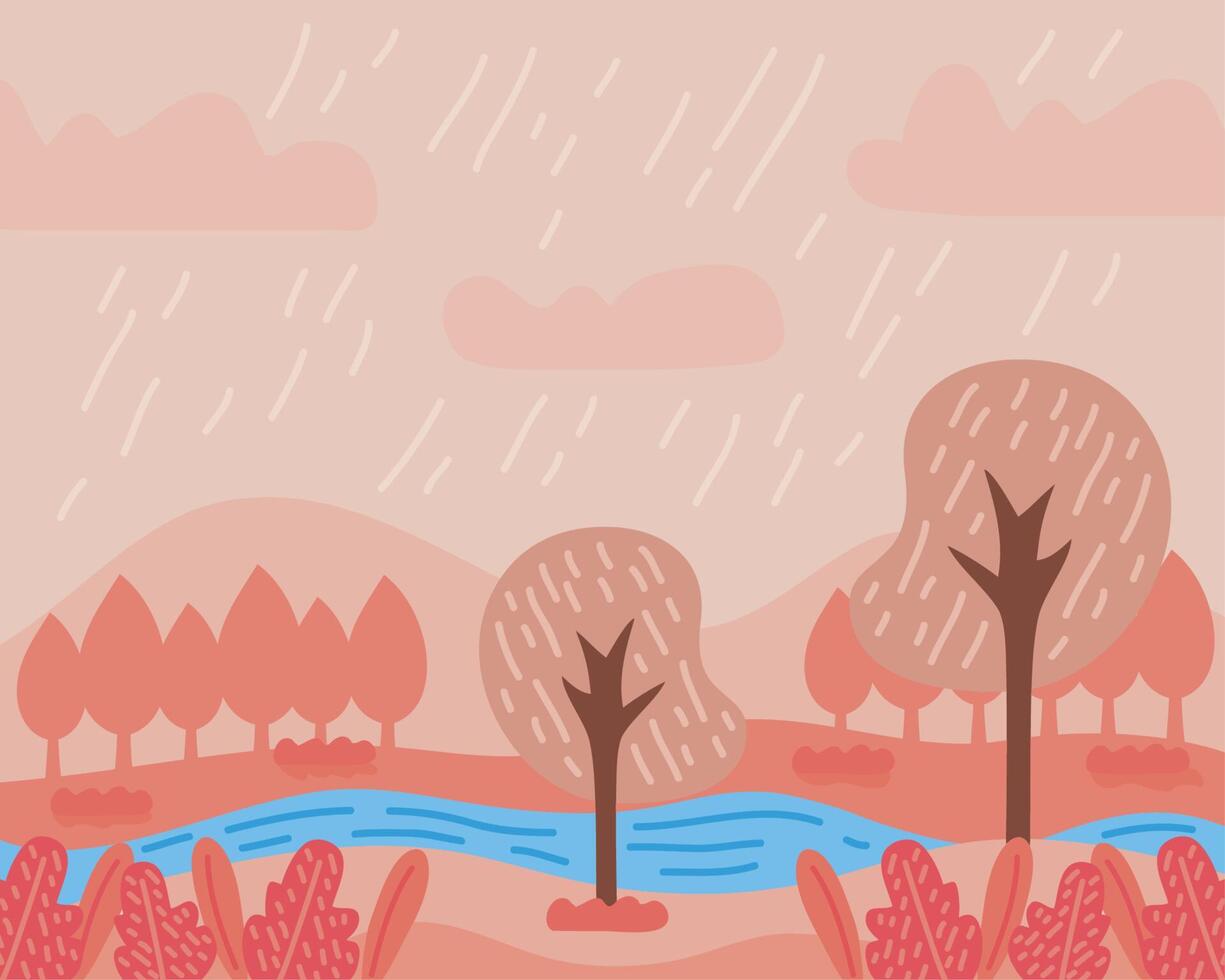 río paisaje rural vector