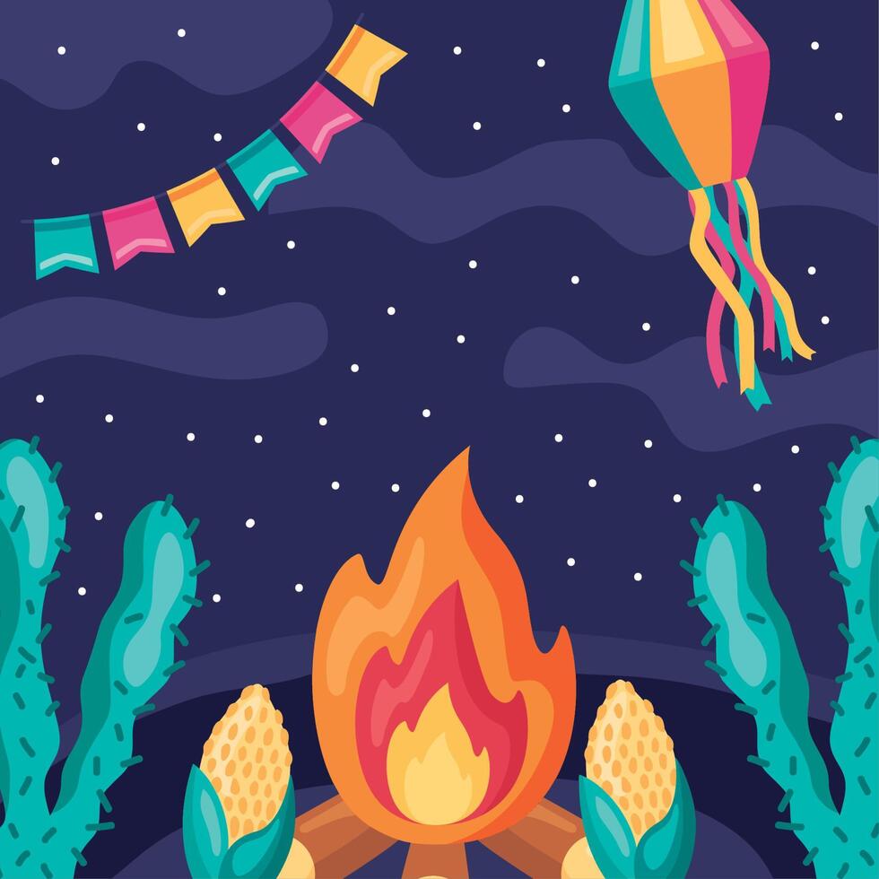 festa junina celebration scene vector