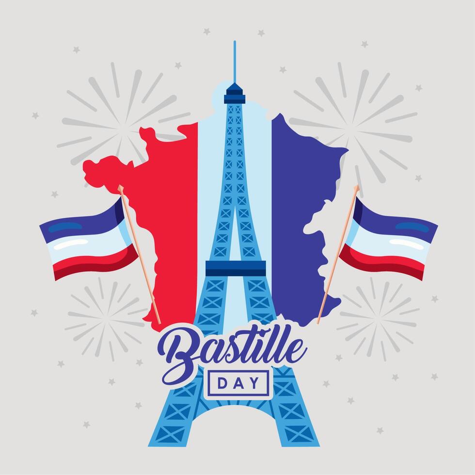 bastille day card vector