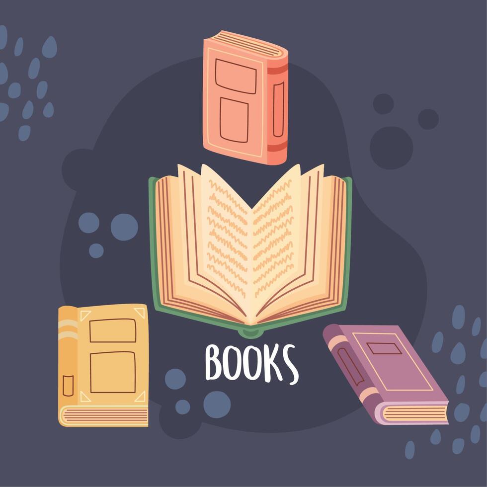 books lettering poster vector