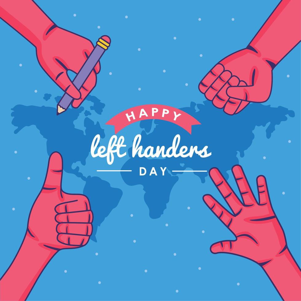 left handers day card vector