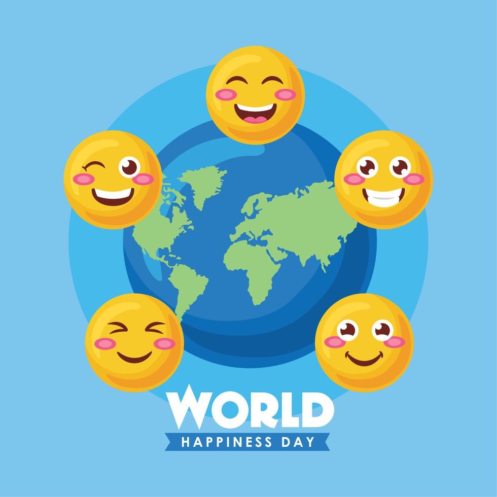 international happiness day lettering template vector