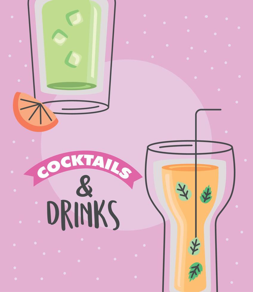 cocktails and drinks poster vector