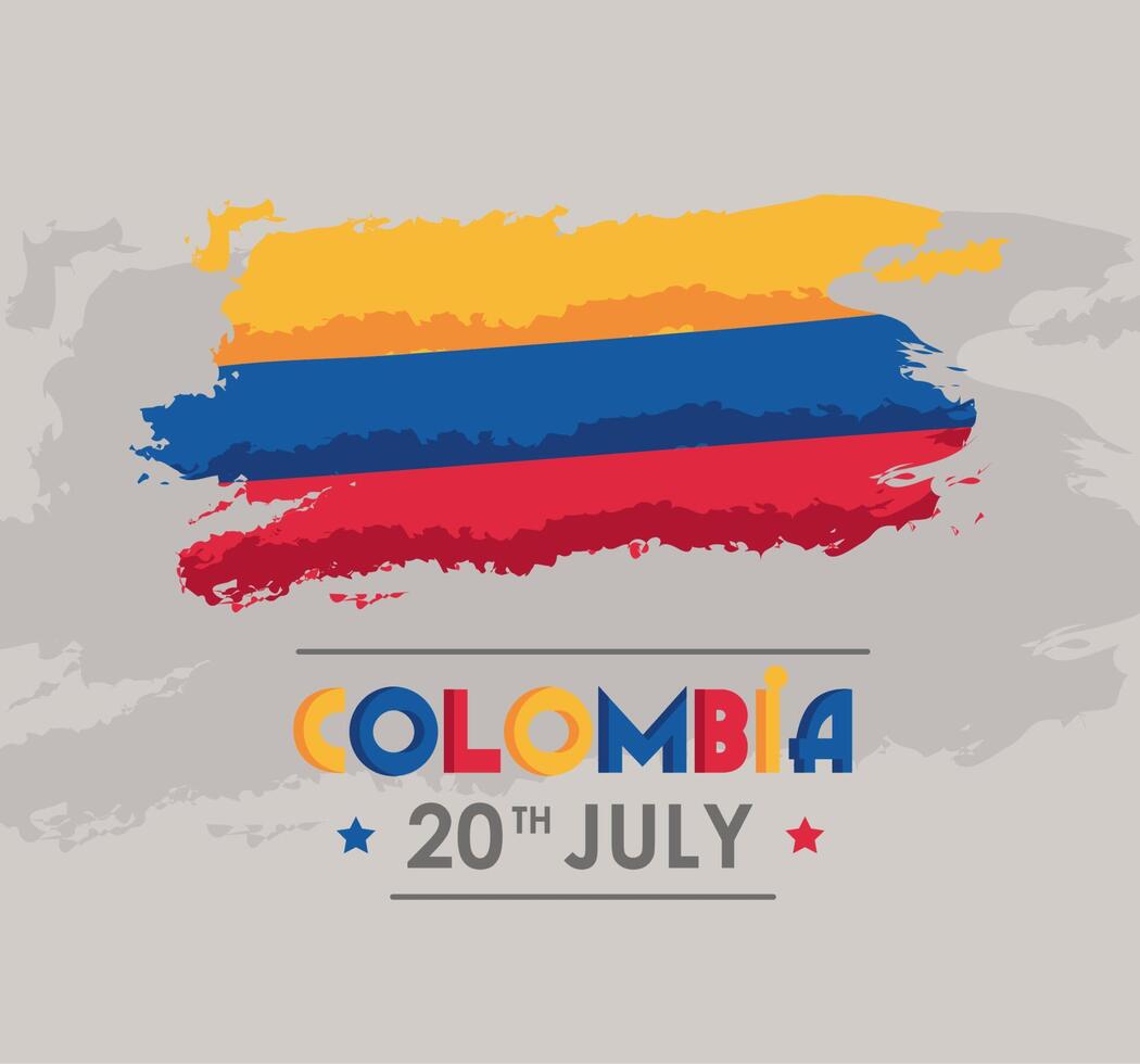 colombia independence day lettering poster vector