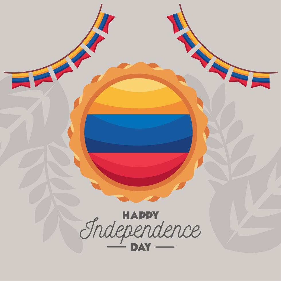 colombia independence day postcard vector