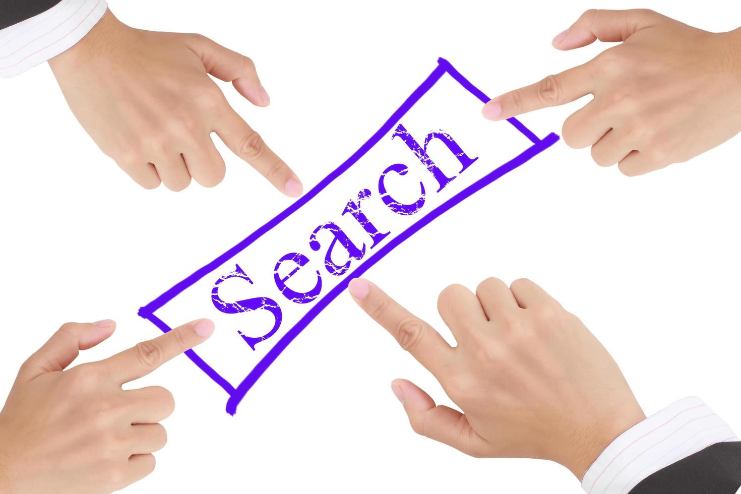 Word search   and  hand isolated on white background photo