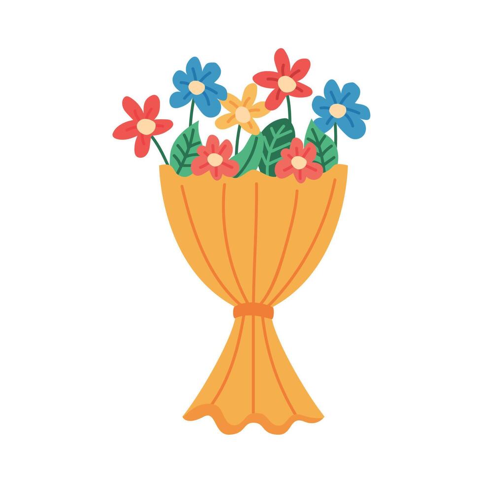 spring flowers bucket gift vector