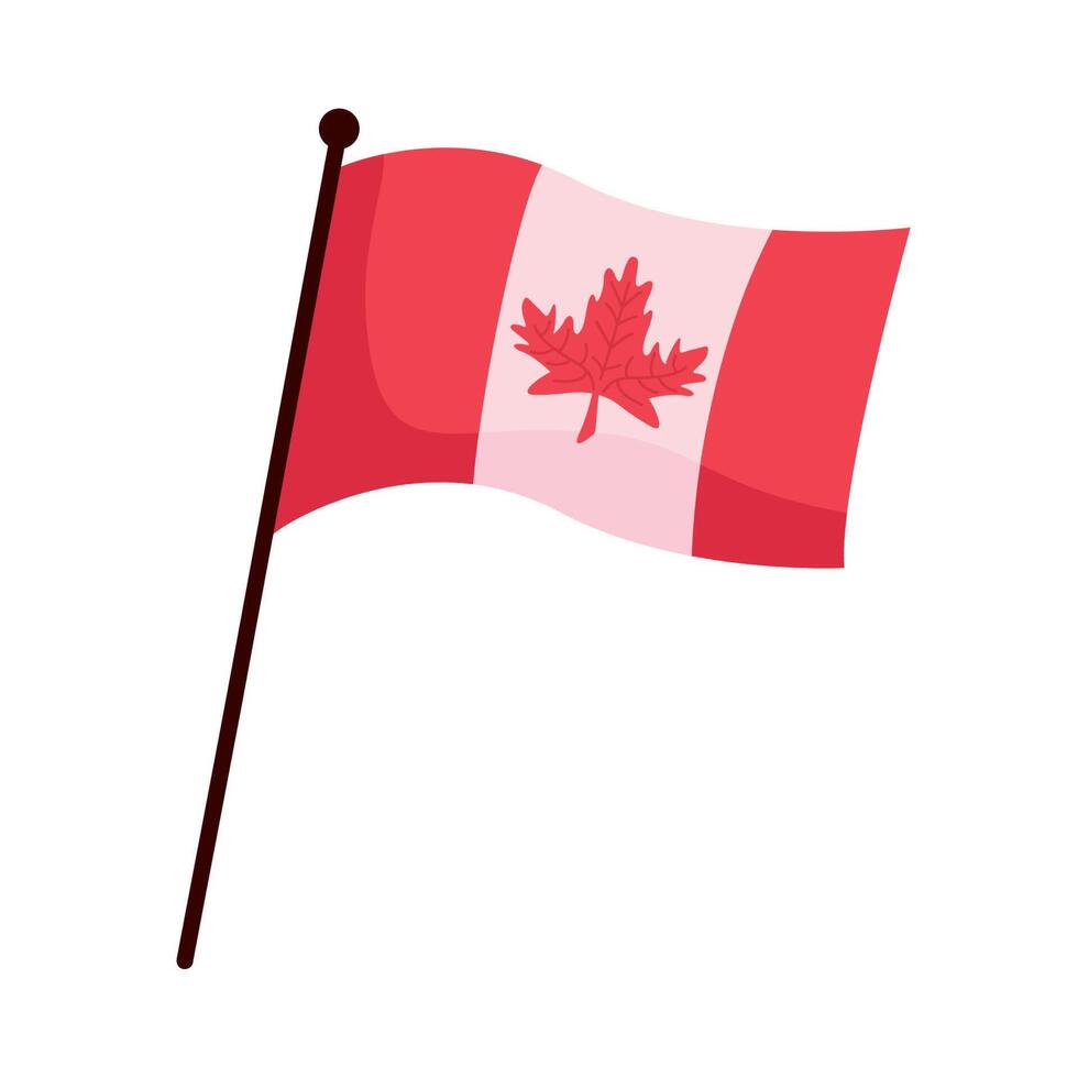 bandera canadiense en el poste vector